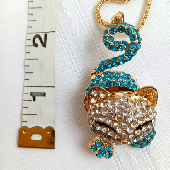 Betsey Johnson Totoro Kitty Cat Blue Rhinestones NWT NEW 26" Anime - Picture 5 of 8